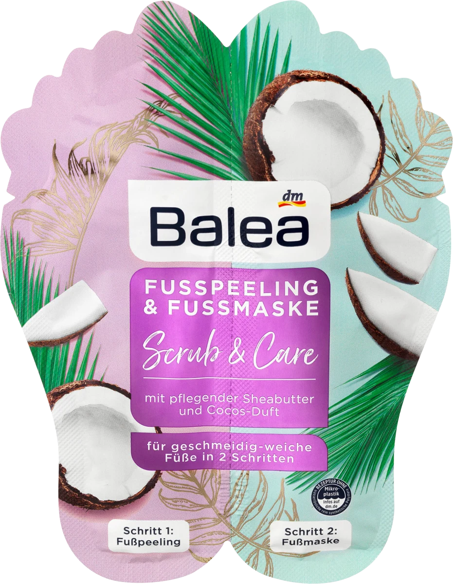 Balea - Ensemble exfoliant et masque crème pour les pieds (2 x 10 ml)